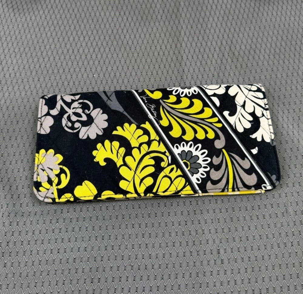 Vera Bradley Travel Wallet Baroque Wallet Yellow Black Floral Retired Pattern